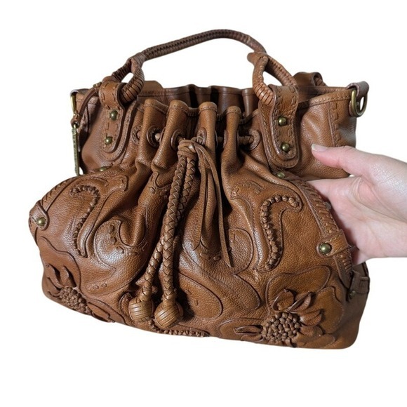 RARE Vintage Lockheart shoulder bag handtooled leather floral‎ paisley 90s y2k - Picture 4 of 13